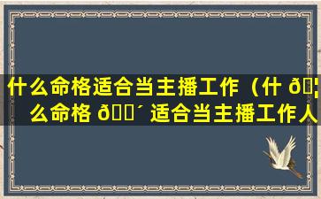 什么命格适合当主播工作（什 🦆 么命格 🐴 适合当主播工作人员）